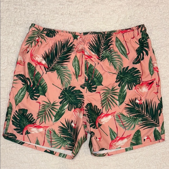 Flamingo Floral Shirt and Swim Trunks Set - Picture 6 of 8